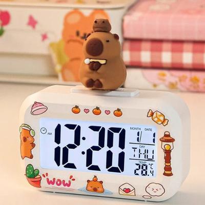 Kawaii Capybara Anime Wecker Zimmer Desktop Ornament Studentenwecker Anhänger Geburtstagsgeschenk Mit Aufklebern