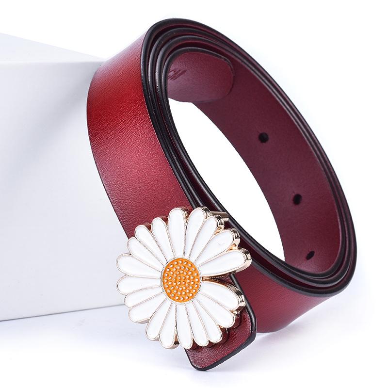 Belt Women'S Leather Cowhide Smooth Buckle Thin Belt Casual Women'S Decoration