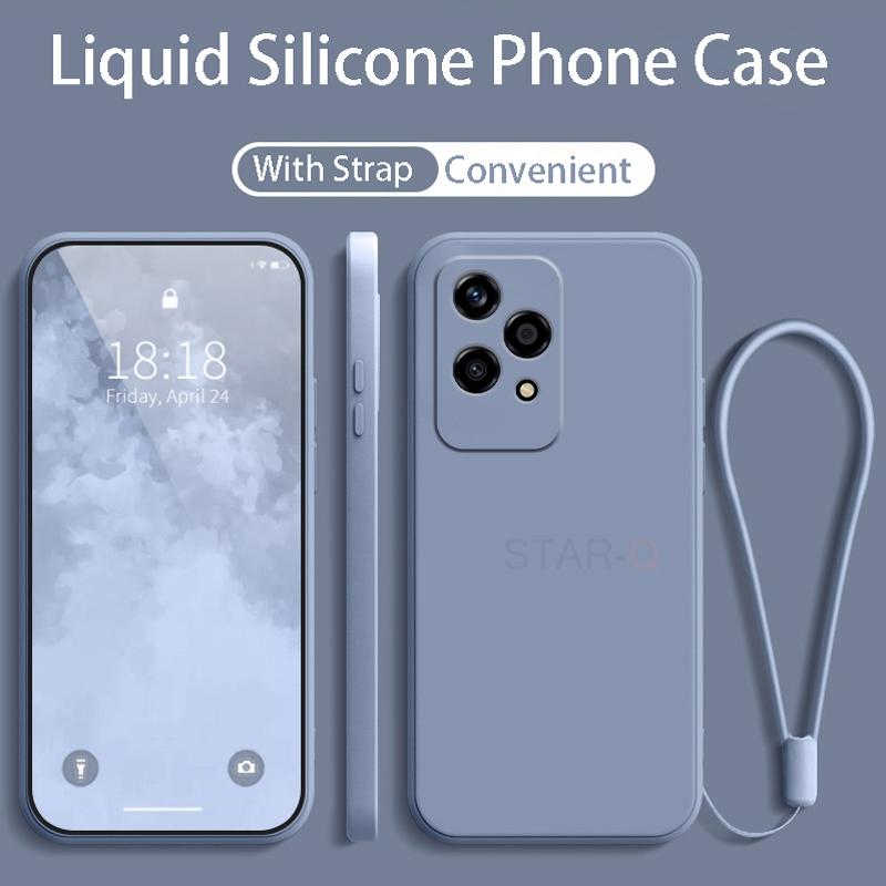 

Honor200 Lite Original Strap Liquid Silicone Phone Case For Huawei Honor 200 Lite 5G Lanyard Back Cover On 200Lite 200Pro Honor 200 Lite