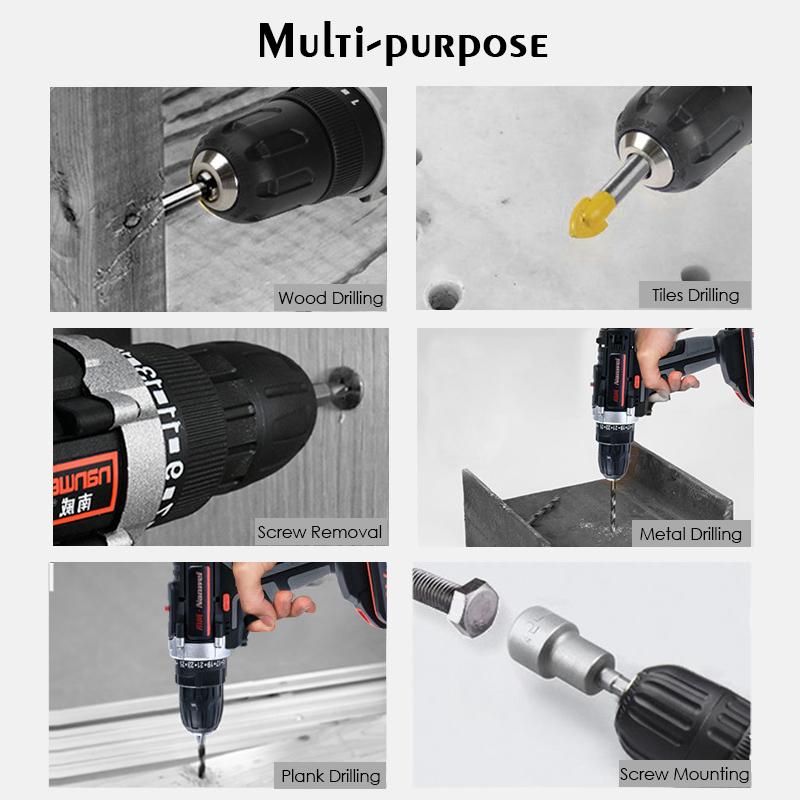 Brushless Electric Drill Cordless Hand Drill Mini Electric Screwdriver Rechargable Lithium Battery Drill with Chuck Tools 27pcs