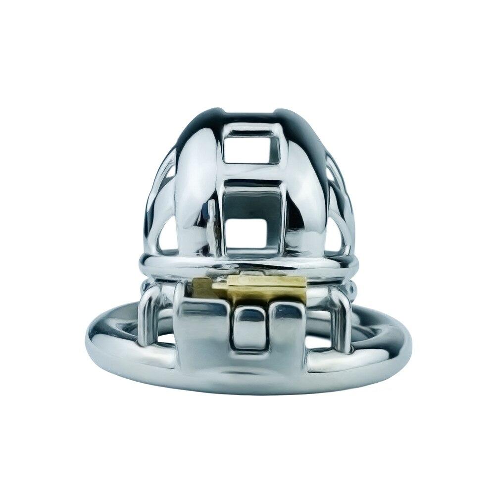 Männer Kurze CB Lock Penis Käfig Cock Lock Edelstahl Keuschheit Lock Sex Spielzeug Femdom BDSM Slave Cock Ring Ball stretcher