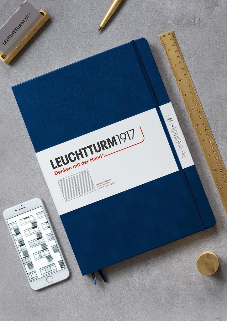 LEUCHTTURM1917 - Master Slim A4+ - Lined Hardcover Notebook (Nordic Blue) - 123 Pages