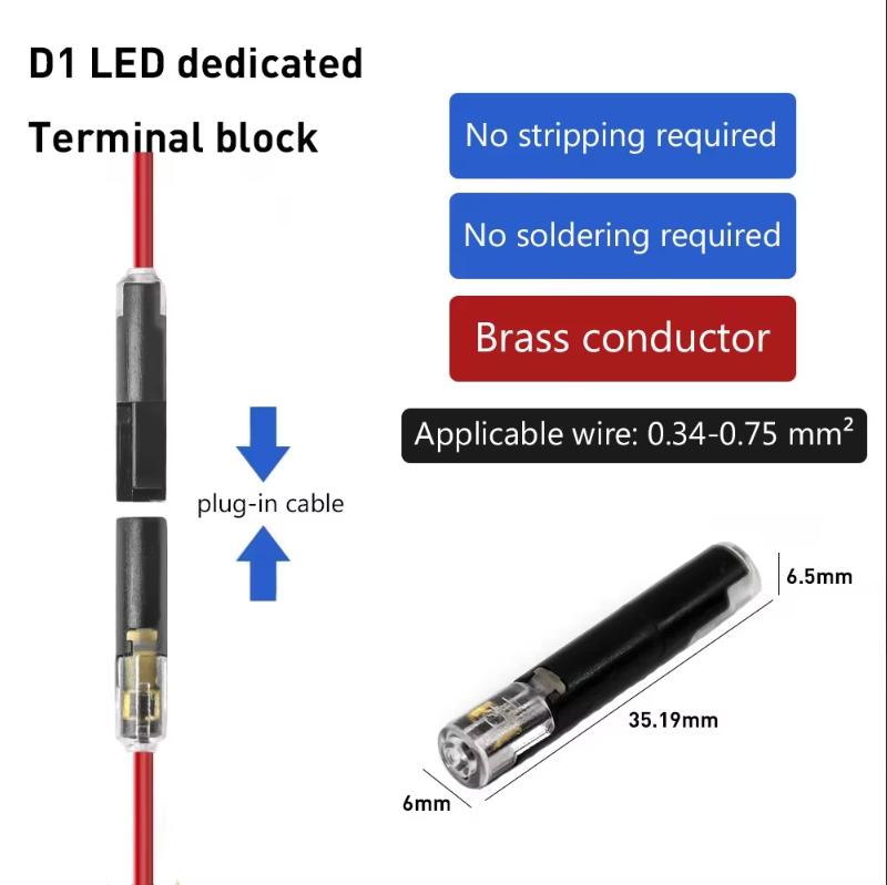 10pcs Wire Cable Snap In T1/T2/D1/D3 Wire Connector No-solder No-peel Quick Terminal Connections Joiners Auto Plug Electrical Accessories