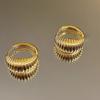 French Vintage Gold Color Textured Earrings for Women Stainless Steel Teardrop Chunky Hoop Earrings Statement Jewelry New Trend