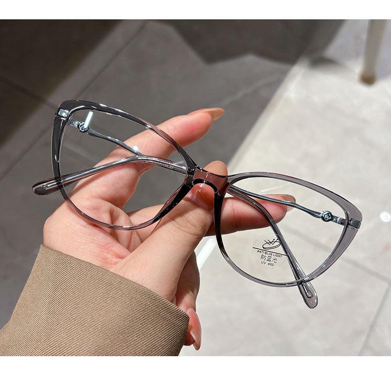 Elegant Women's Cat-Eye Butterfly Eyeglass Frame - Floral, Large, Slimming, Anti-Blue Light, Non-Prescription Glasses