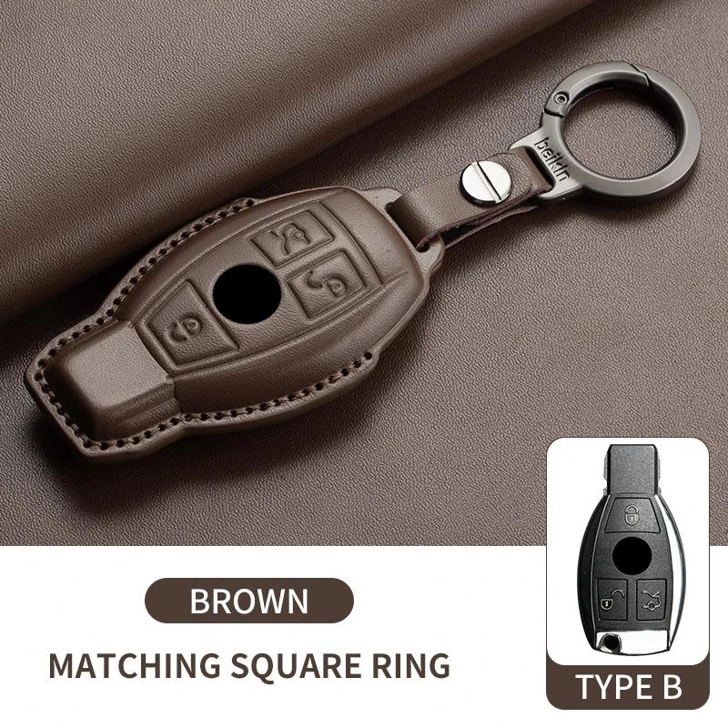 Car Key Fob Shell For Mercedes Benz A C E S G Class CLE CLA GLC W177 W205 W213 W222 X167 AMG Leather Car Remote Key Case Cover