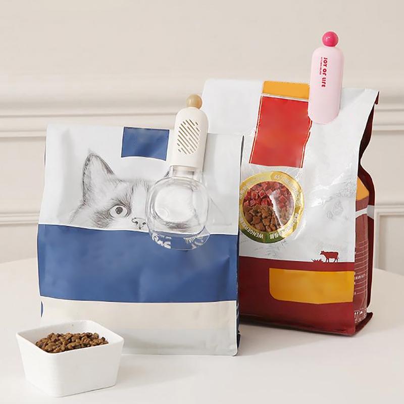 Rice Scoop Dog Food Scoop Multifunctional Pet Feeding Spoon With Sealing Clip Plastic Cat Food Dedicated Measuring Spoon