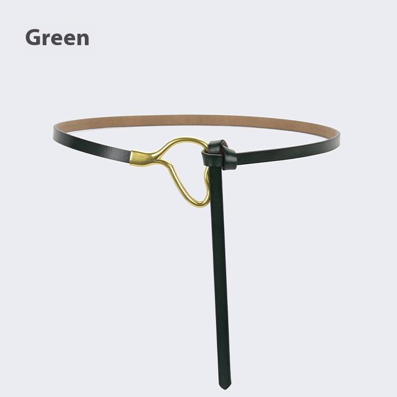 Curea de piele pentru femei cu decorațiune înnodată cu cămașă de rochie, simplă și versatilă, piele de vacă pură, curea subțire