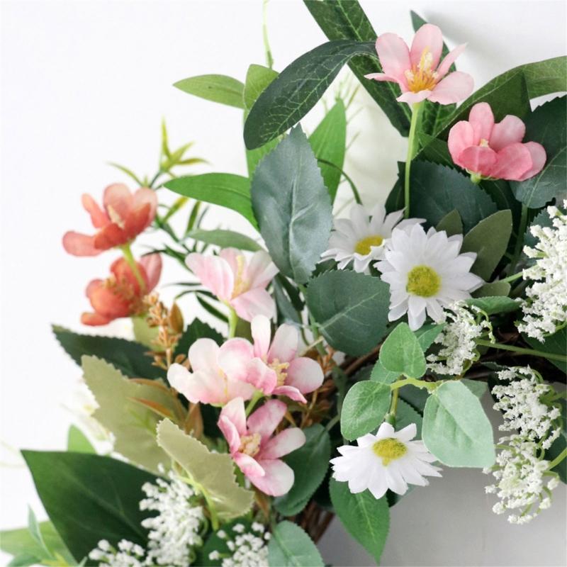 Artificial Flower Wreath Spring Wreath Decoration for Front Door Farmhouses Garden for Wedding Party Home Decoration