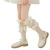 Lovely Girls Knee Length Socks for Youth, Sweet Bowknot Charm Middle Tube Socks for Stage Performances and Parties