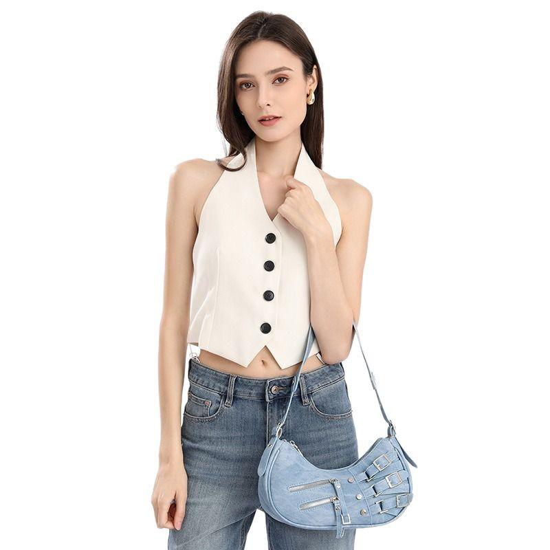 Niche Design American Retro Hot Girl Colorful New Bag Women Leather Underarm Bag Shoulder Handbag