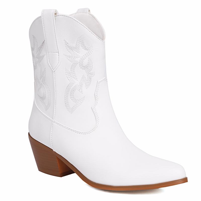 

Модные белые ковбойские ботильоны в западном стиле для женщин, осень-зима 2024, золотисто-серебряные короткие ботинки, сексуальные туфли на низком каблуке для женской танцевальной вечеринки 37 белый