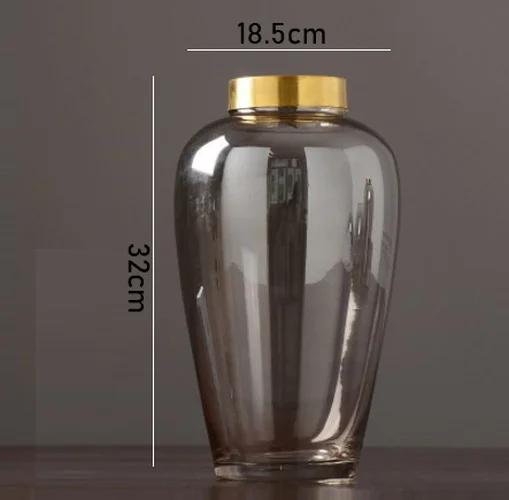 Modern Hydroponic Glass Vase Metal Base Flower Arrangement Countertop Decoration Luxurious Exquisite Flower Vase Home Decoration