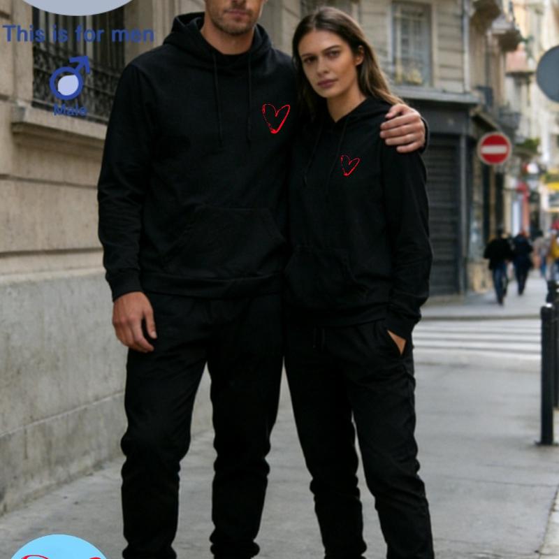 

Perfect for Valentine’s Day/Anniversaries! Hand-Drawn Heart Hoodie Set The Whole Outfit Next-Level Romance Vibes XL білий