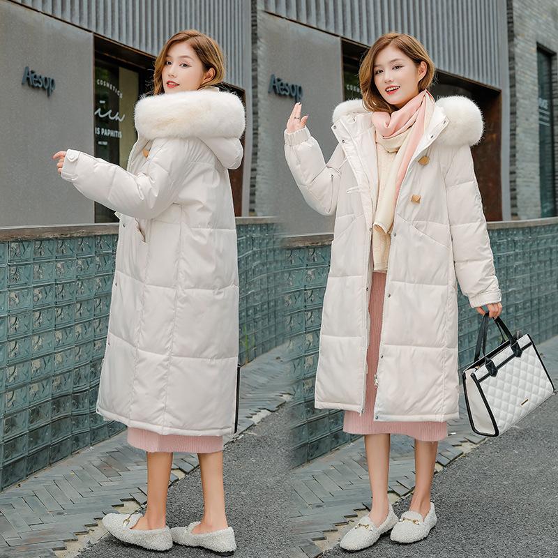 Mid-length cotton jacket autumn and winter women's down cotton jacket with hood thickened jacket 2025 Korean version loose plus size padded jacket