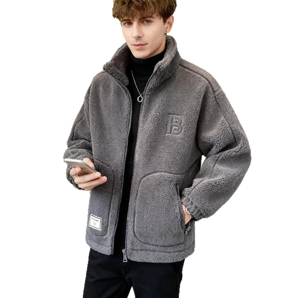 2026 Men's Lambswool Cotton Jacket - Thick Velvet Outerwear for Autumn/Winter