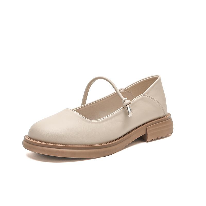 Leather flat for Huizhou women's shoes Su Yinyin same single shoes women's soft soles British style autumn and winter small leather shoes women