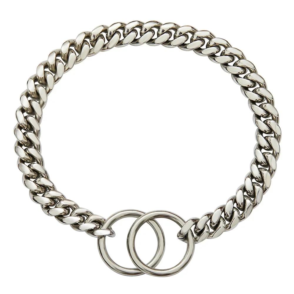 Gold Chain Dog Collar 10mm Fashion Dog Cuban Link Pet Gold Necklace Metal Puppy Jewelry Bulldog P Chain Pet Training Slip Collar