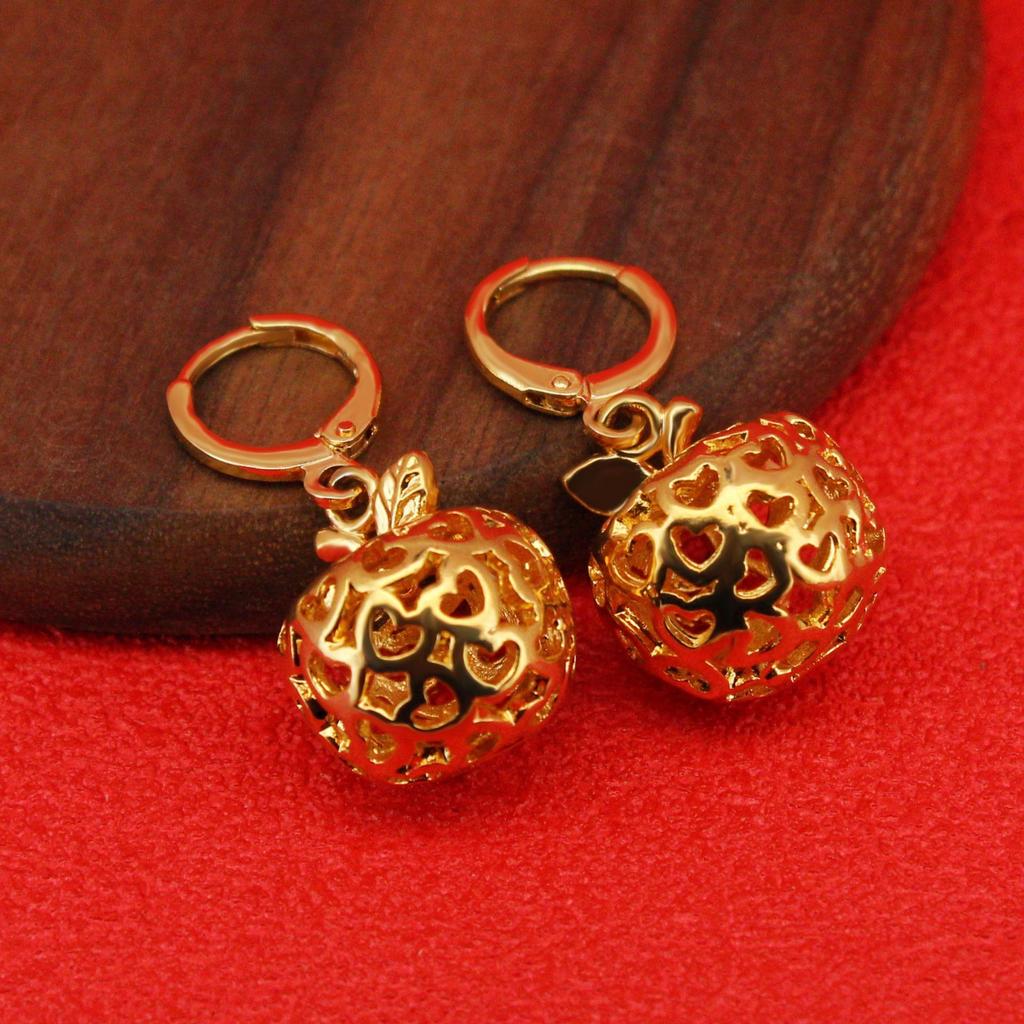 24K Gold-Plated Apple Pendant Necklace Set for Christmas Gifts