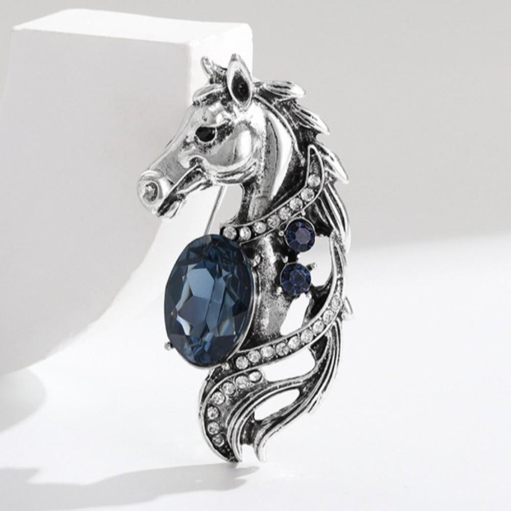 Horse Year Zodiac Horse Head Brooch Chinese New Year Metal Pony Badge Pin Zodiac Animal Pins Gift