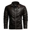 Men's European and American style leather jacket Men's fashion slim-fit locomotive PU leather jacket velvet