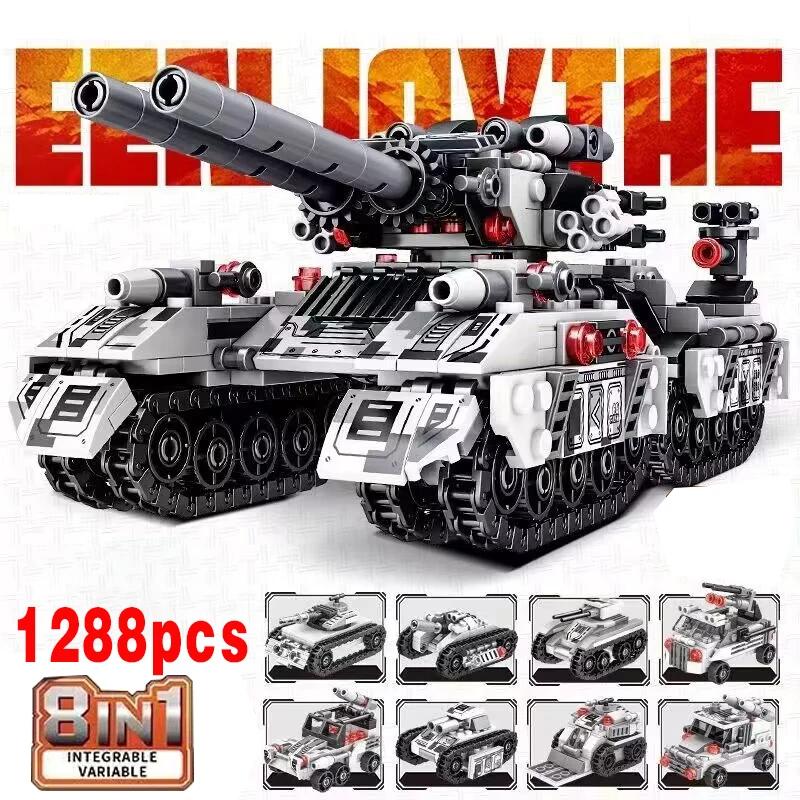 MOC WW1 Germany Military A7V Combat Tank Building Blocks Set Mark IV Male and Black Heavy Tank War Vehicle Bricks Toys Gift