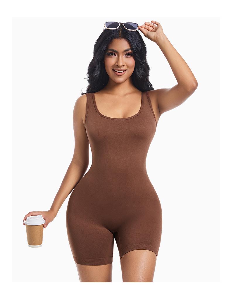 Women's Seamless Nude Bodysuit: Tight-fitting Yoga Wear for Fitness, Running, and Waist Slimming Sportswear.