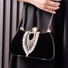 Crystals Bag Diamond Pearl Crossbody Wallets for Women Vintage Elegant Party Handbags Clutch Purses Velvet Luxury Designer Bag