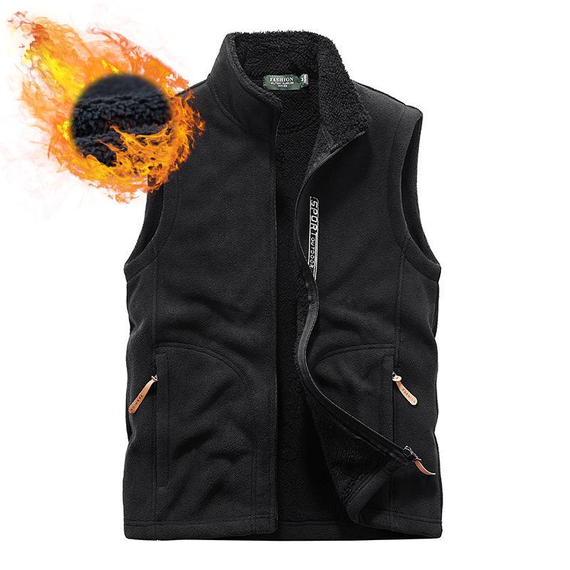 2025 Windproof Fleece Vest - Velvet-Lined, Thick, Warm, Stand-Up Collar, Sleeveless for Autumn & Winter