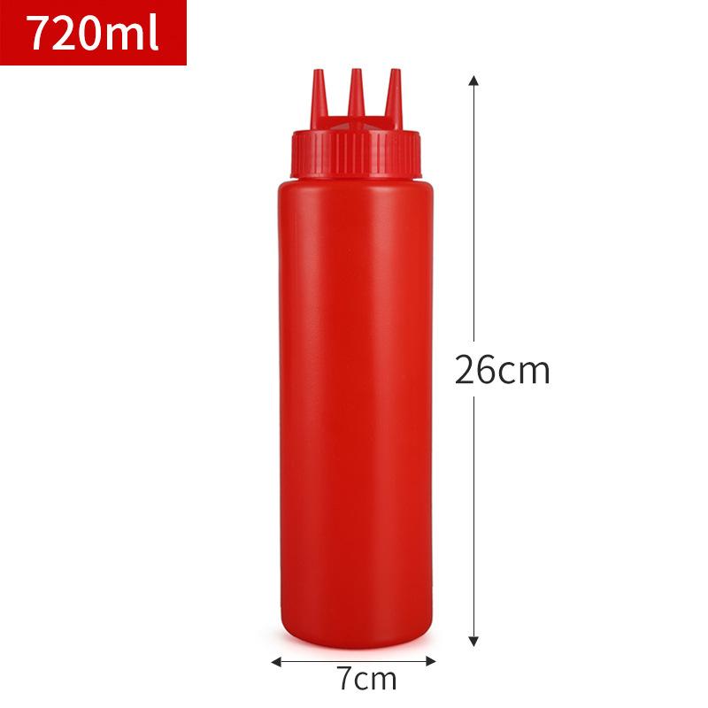 3 Hole Squeeze Bottle 360/480/720ml Plastic Sauce Vinegar Squeeze Bottle Condiment Dispenser Tomato Sauce Bottle Kitchen Gadget