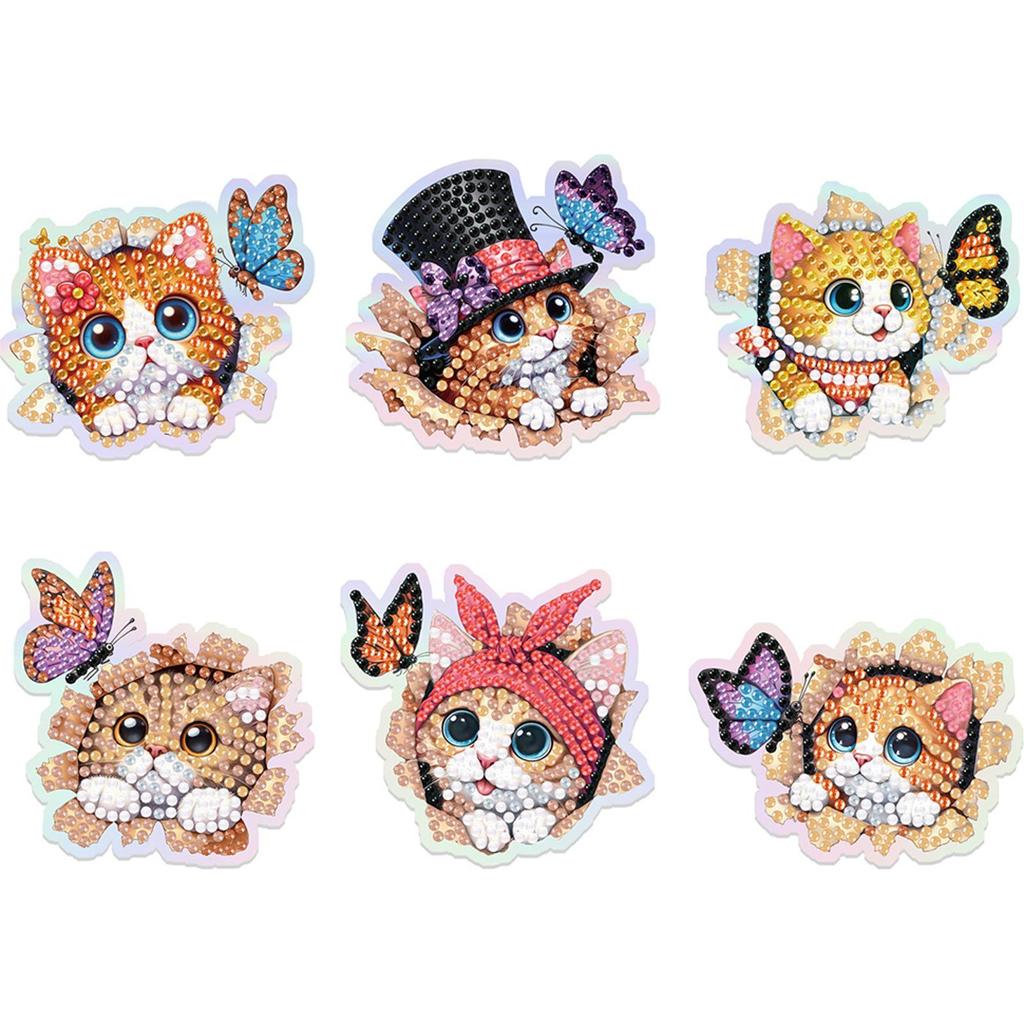 6Pcs Animal Pattern DIY Acrylic Diamond Art Refrigerator Magnet DIY Diamond Painting Magnets Kit for Refrigerator Mailbox Decor