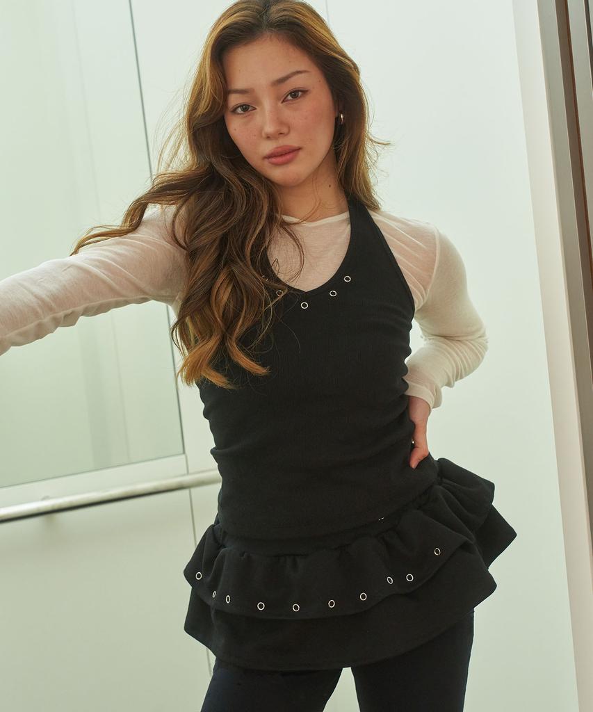 Leuhemia Frill Layered Skirt_ Black