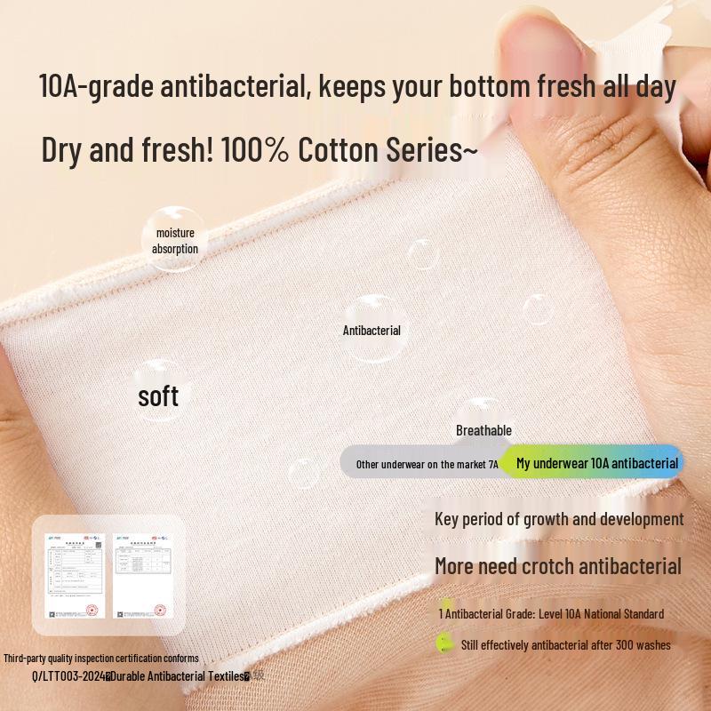 Girls' Antibacterial Pure Cotton Boxer Briefs - No Pinch, All-Day Comfort