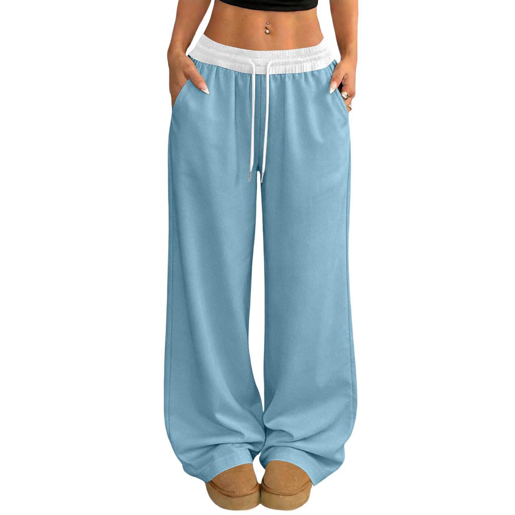 Women's Casual And Fashionable  Elastic Waist Loose Wide Leg Pants