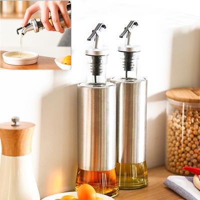 350ML Glass Oil Bottle with Stainless Steel Leak-proof Dispenser for Soy Sauce & Vinegar