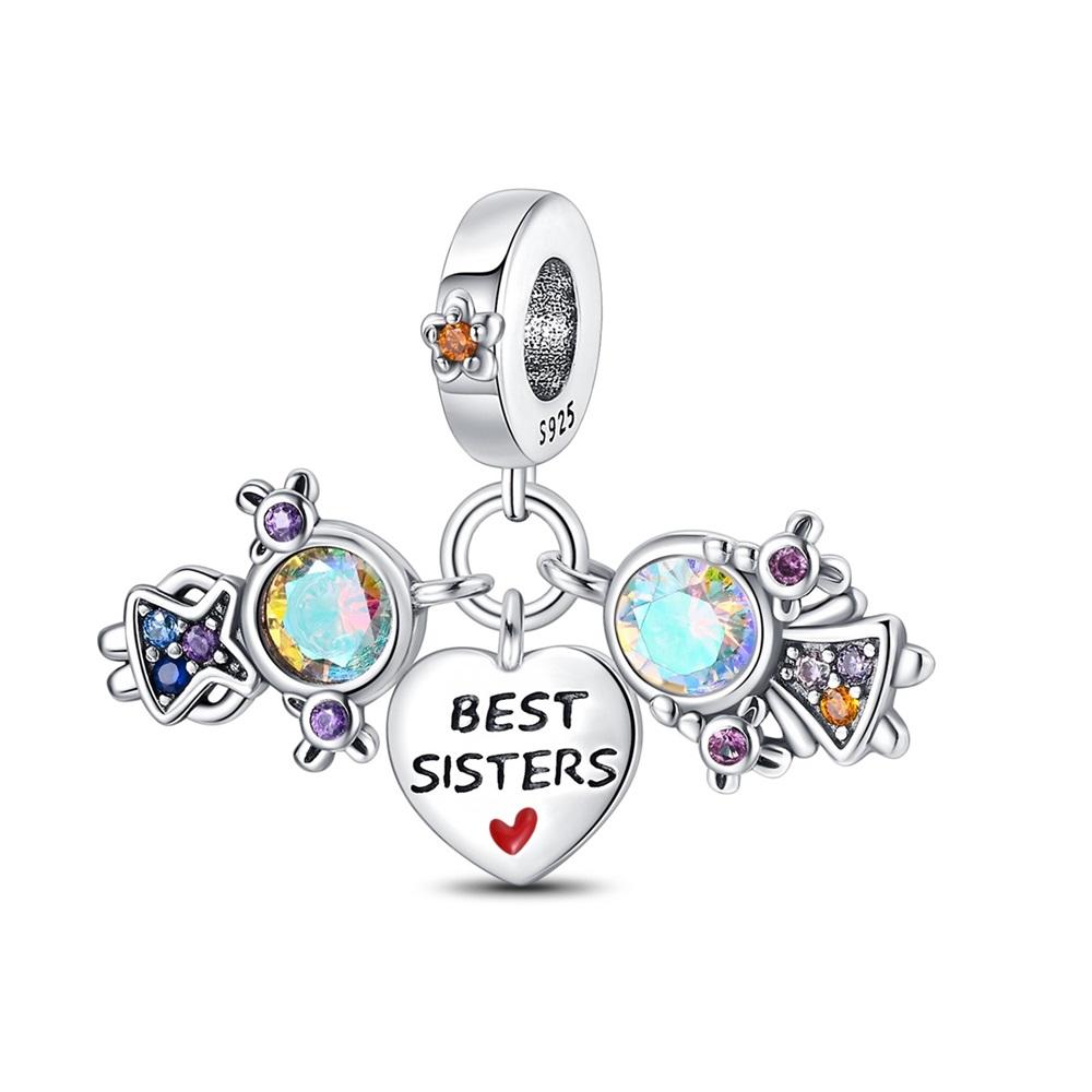 

Charm Bead Components Authentic Original Copper Metal Sister Pendant Bead Component Set of Three Pieces Bead Components Compatible With Bracelet High