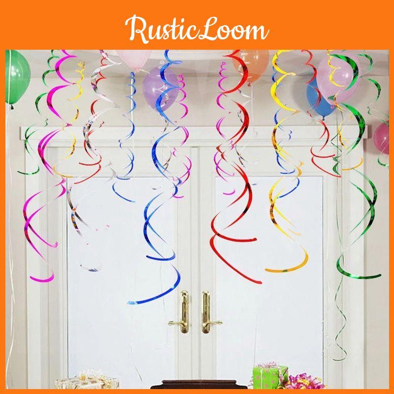 Festive 6pcs Multicolor Hanging Spiral Swirls Ideal For Elevating Birthday And Wedding Decorations