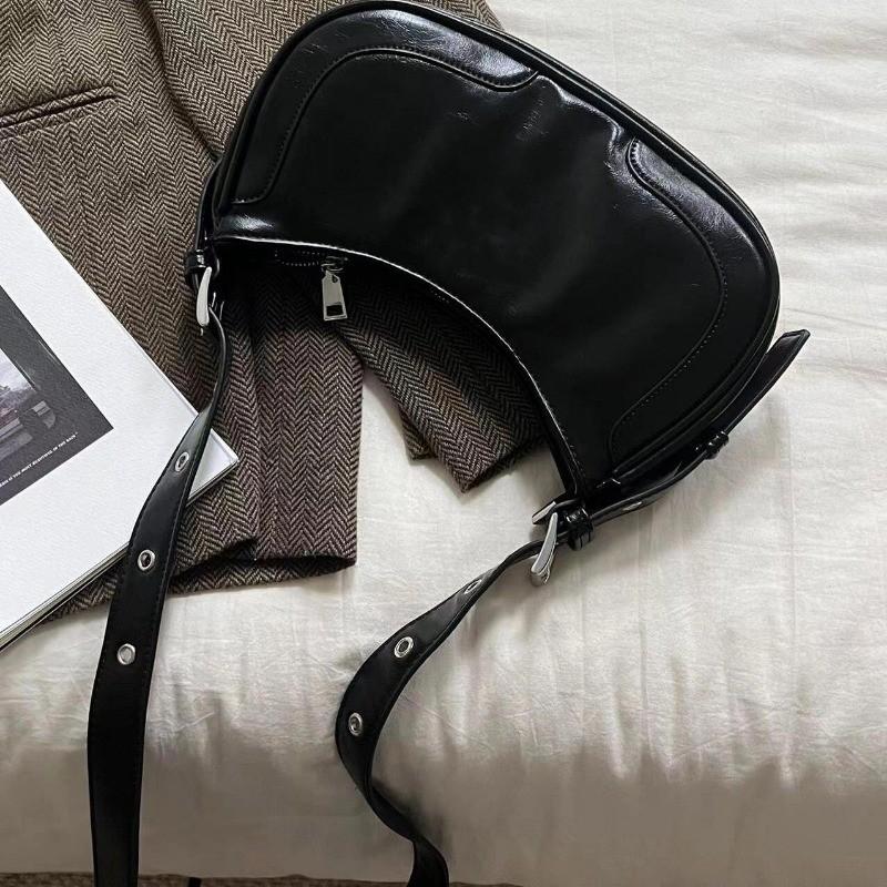 IELGY Korean Style Niche Design Retro Oil Leather Underarm Bag Fashionable All-Match One-Shoulder Messenger Bag