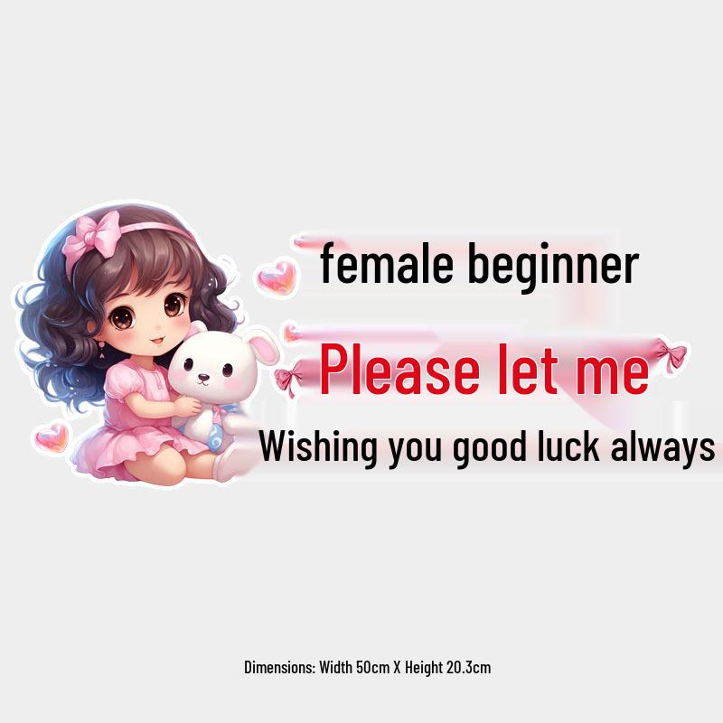 Good Luck Cartoon Car Sticker: Cute Rear Windshield Design