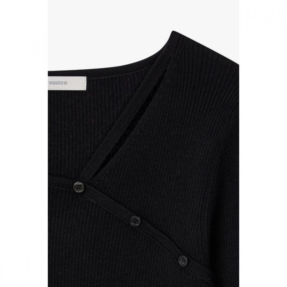 Vov Slit Neck Detail Slim Knit Pullover 7155350003 