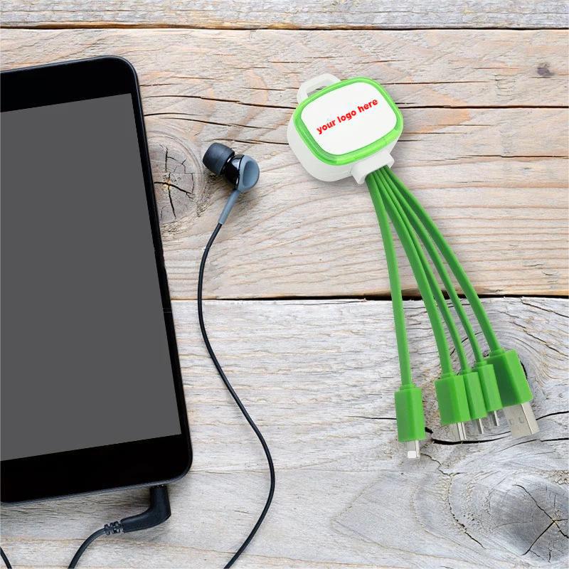 Luminous 3-in-1 Keychain Data Cable for Android & Type-C