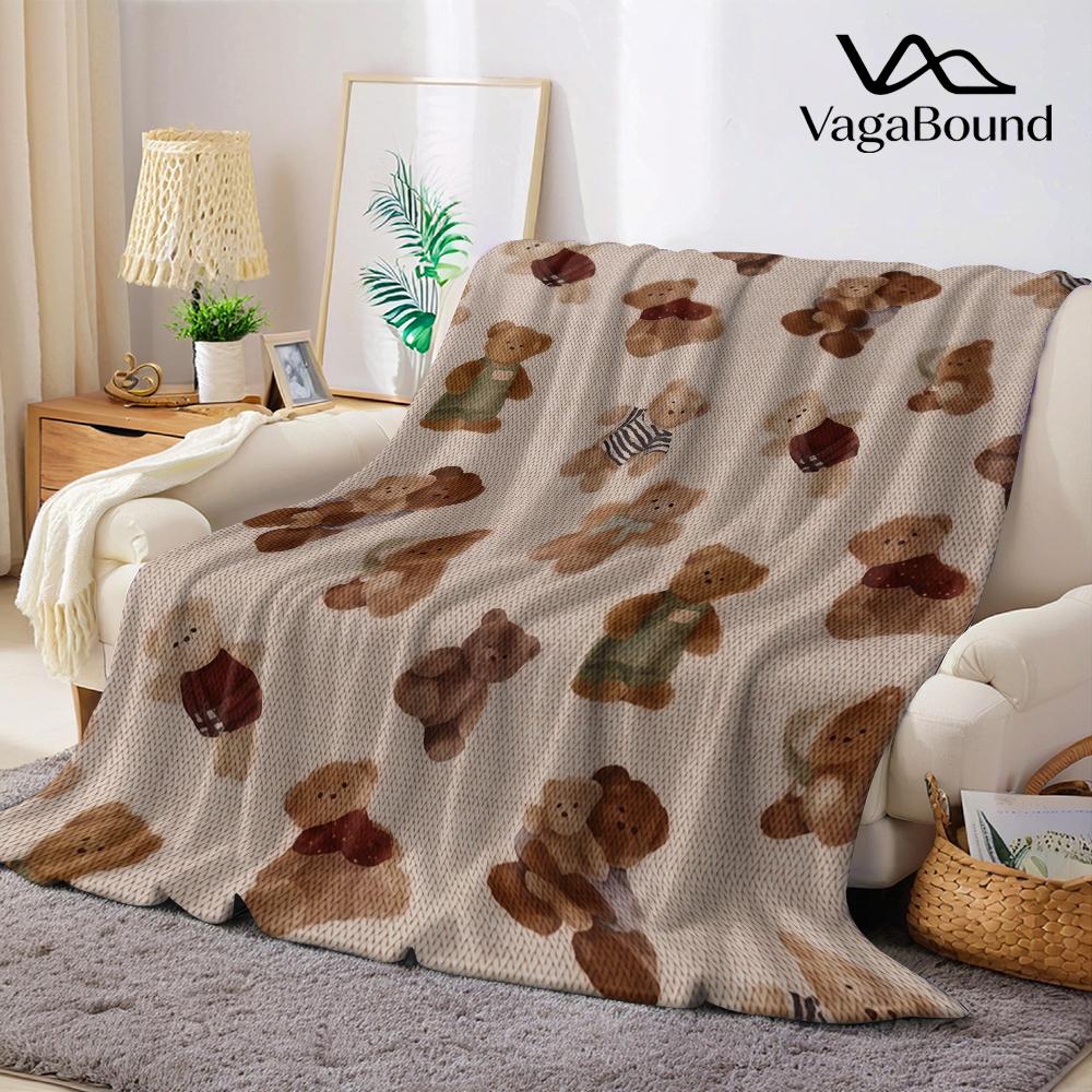 Pandara Jewelry Unisex Teddy Bear Patchwork Flannel Blanket Warm Soft Halloween Christmas Couch Warm Cozy Decorative Decor Gift For All Season