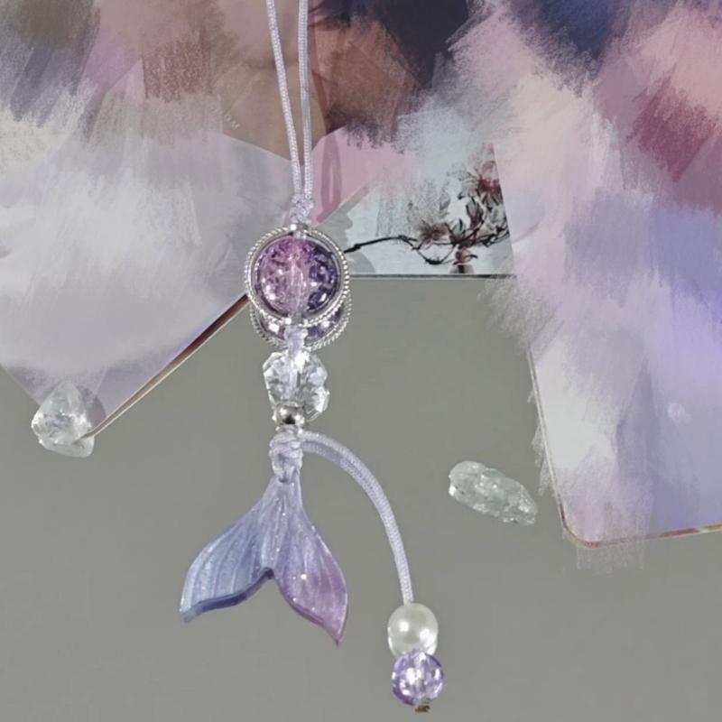 Fashion Fish Tail Shell Bead Pendant Phone Straps Lanyard Pocket Keychain Strap Backpack Charm Car Key Decoration Chain