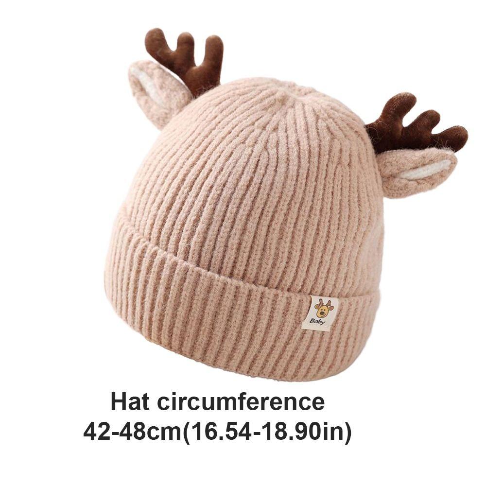 Elk Antlers Warm Knitted Hats Thickened Ear Protection Hats Pullover Princess Cap  Autumn Winter