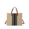 Korean Version Of Women'S Portable Large-Capacity Striped Canvas Bag Ins Simple Student Commuting Shoulder Crossbody Tote Bag Tide