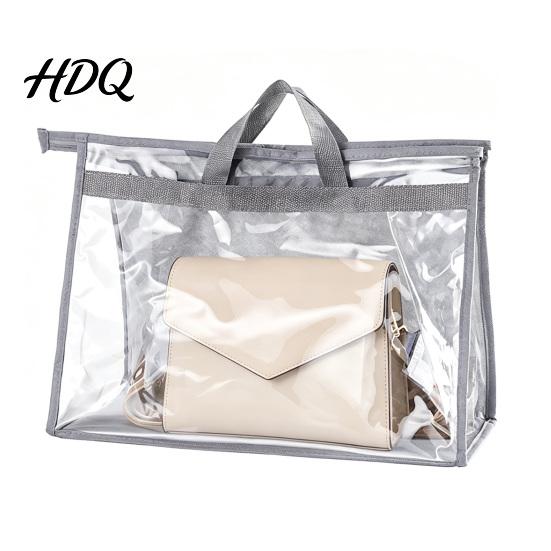 Non Woven Fabric Bag Holder Clear Dust Cover with Handle Transparent Moisture-proof Storage Breathable Handbag Case Organizer Dustproof Sleeve