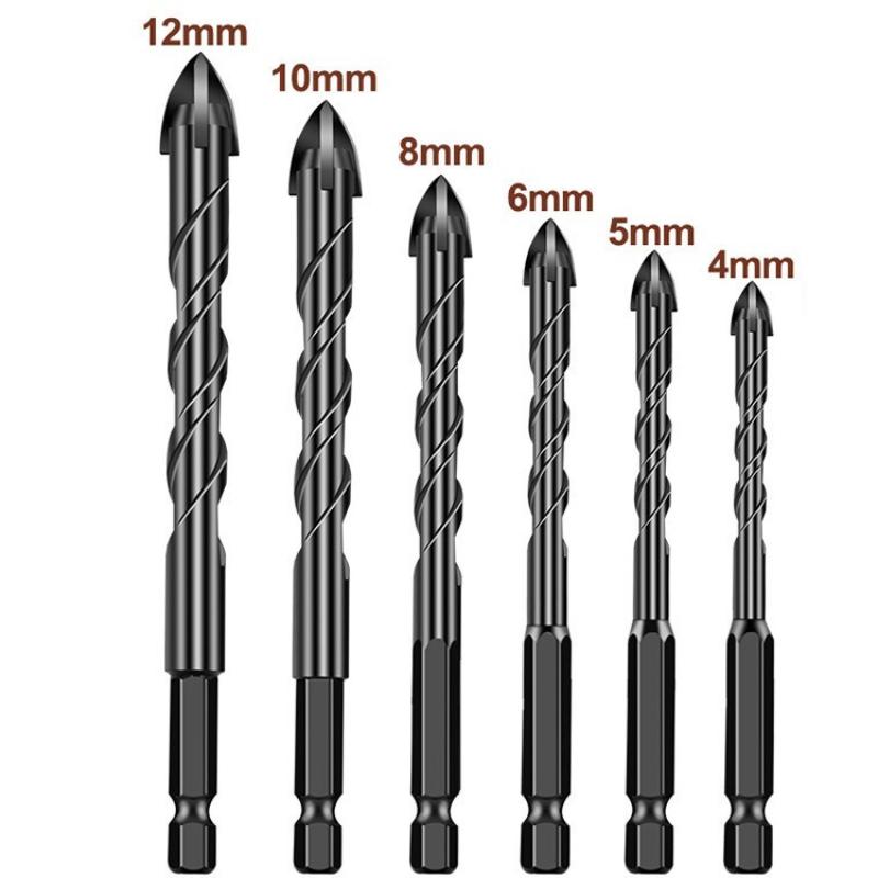 Multiple pack options Cross Hex Tile Drill Bit Set Glass Concrete Ceramic Tile Hard Alloy Triangle Drilling Bit Hole Opener