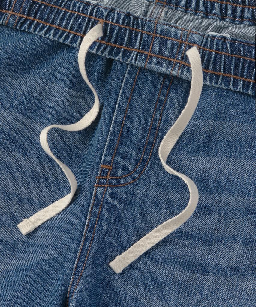 MUSINSA STANDARD WOMAN Women'S Loose Trapeze Elastic Waist Denim Pants [Medium Indigo]