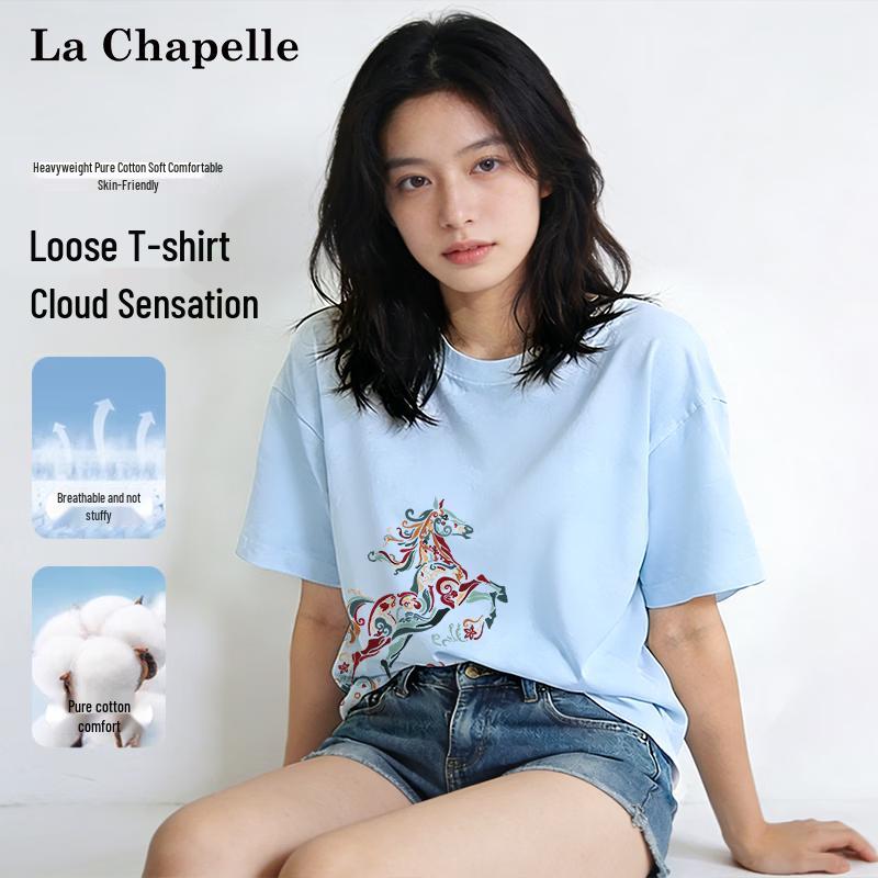La Chapelle Women s Ethnic Warhorse Print Pure Cotton T-Shirt 2XL