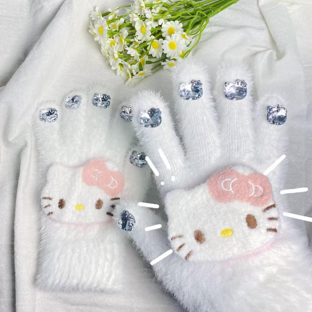 Cute Kitty Winter Warm Plush Gloves for Girls